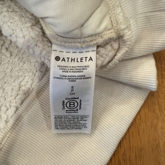 Athleta Tugga Sherpa Teddy Bear Hoodie Color Natural Beige Cream Women SP Sport - Picture 14 of 16
